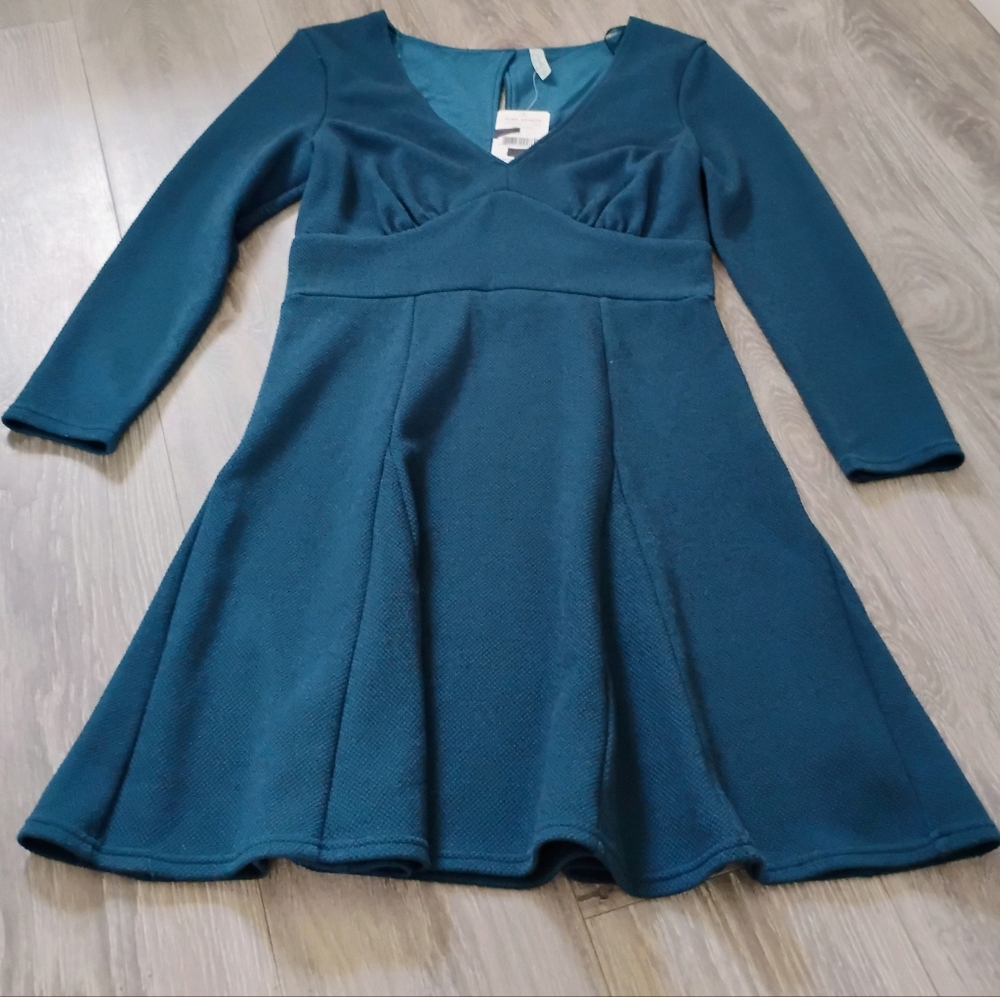 NWT Free People Heartstopper V Neck Fit and Flare Long Sleeve / 3/4 Sleeve Dress